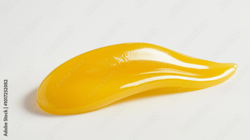 a single, elegant swatch of banana ketchup on a white background, with soft color gradients and a subtle sheen to highlight the texture and glossiness of the ketchup a single, elegant swatch of banana ketchup on a white background, with soft color gradients and a subtle sheen to highlight the texture and glossiness of the ketchup