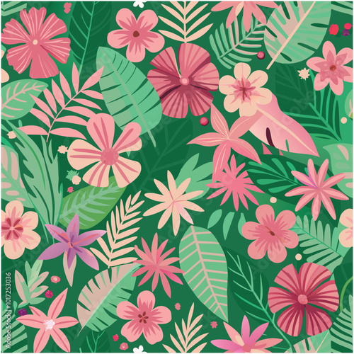 Wallpaper Mural Seamless  botany flowers Pattern, Abstract colorful flowers background. style for fabric, banners, wallpaper, posters, websites, online shopping.Vector illustration design and creative idea,eps 10. Torontodigital.ca