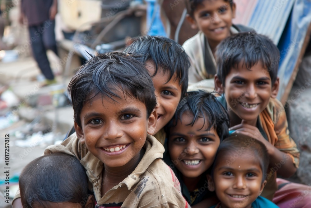 Unidentified group of kids on the street in Kolkata, India. Unidentified group of kids on the street in Kolkata, India.
