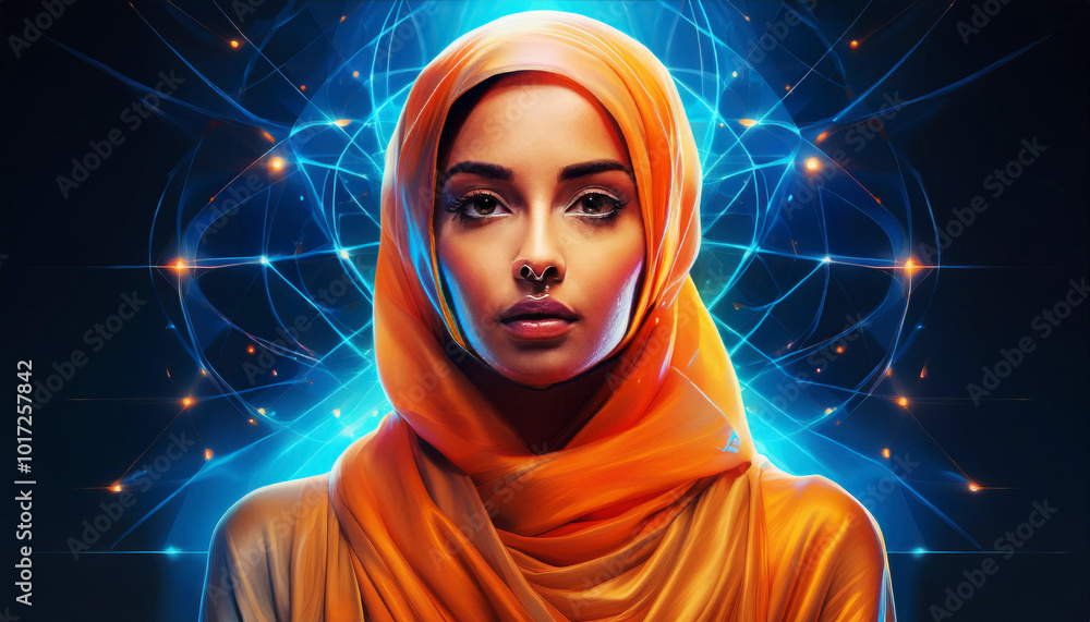Woman in hijab, colorful background Woman in hijab, colorful background
