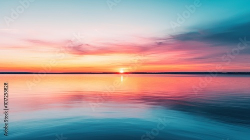 Tranquil Sunset Reflections on Calm Lake - Ideal Banner Background with Copy Space for Text