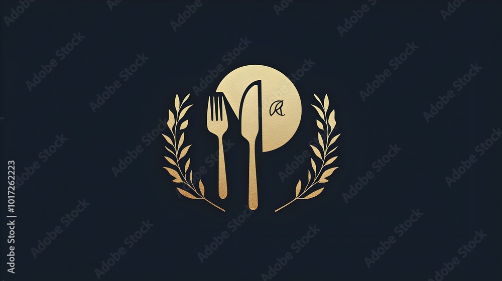 Vector logo of catering, restaurant and serving.Logo design for restaurants with Golden knives, forks and spoons. Restaurant business concept, vector illustration Vector logo of catering, restaurant and serving.Logo design for restaurants with Golden knives, forks and spoons. Restaurant business concept, vector illustration