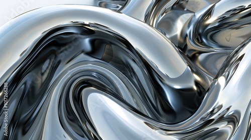 Abstract Swirling Chrome Surface with Smooth Curvatures