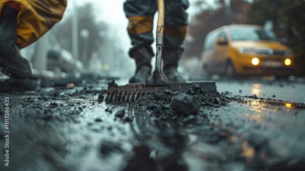 Close Up of Hot Asphalt Being Laid on a Road Close Up of Hot Asphalt Being Laid on a Road