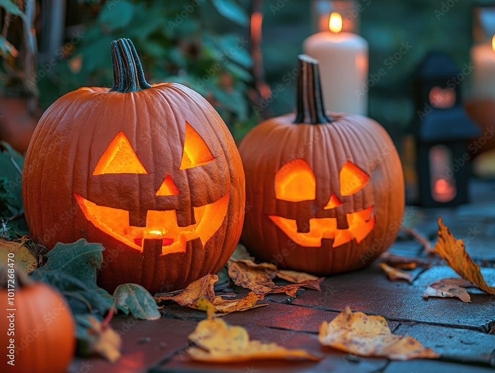 Fototapeta premium Festive pumpkins and decorations