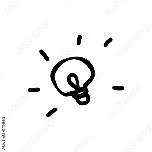 Doodle lightbulb icon. Simple vector illustration