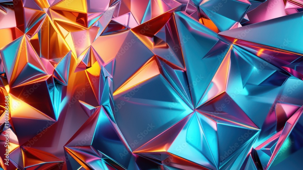 Abstract Colorful Metallic Geometric Shapes Abstract Colorful Metallic Geometric Shapes