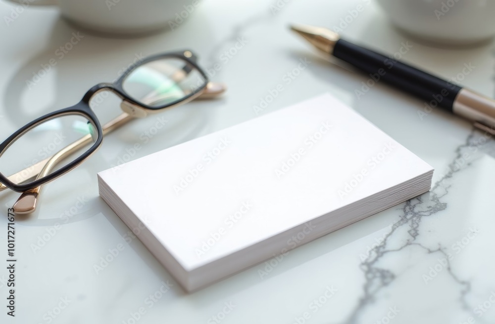 A clean desk setup featuring a blank notepad, stylish glasses, and a pen beside two cups of coffee in a cozy indoor setting A clean desk setup featuring a blank notepad, stylish glasses, and a pen beside two cups of coffee in a cozy indoor setting