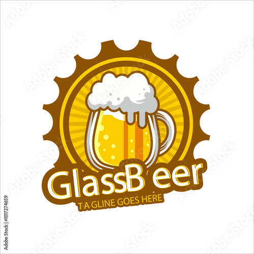 Design a Beer Logo and use a modern style with golden yellow color