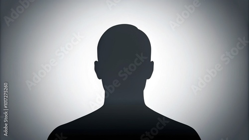 A grey silhouette of a person's head and shoulders on a white background, with a subtle gradient effect, suggesting an anonymous online presence or user account. photo