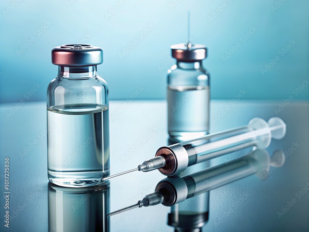 A syringe and tiny vial of clear liquid rest on a medical table, symbolic of treatments for hormone deficiencies and anti-aging therapies. A syringe and tiny vial of clear liquid rest on a medical table, symbolic of treatments for hormone deficiencies and anti-aging therapies.