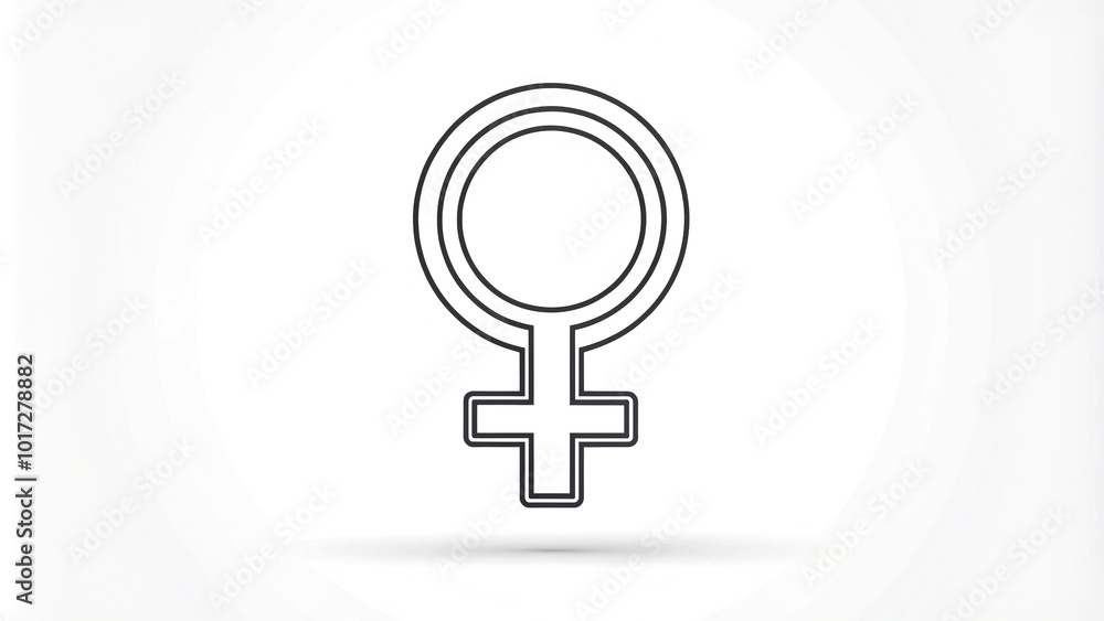 Sleek, modern female symbol icon outlined in bold, continuous line, isolated on a clean white background, representing femininity and strength in minimalist style. Sleek, modern female symbol icon outlined in bold, continuous line, isolated on a clean white background, representing femininity and strength in minimalist style.