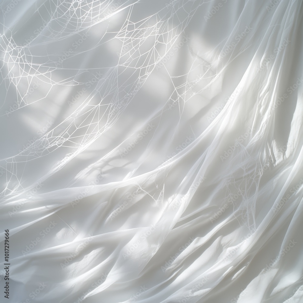 Fototapeta premium Delicate Cobwebs on a Pristine White Wall