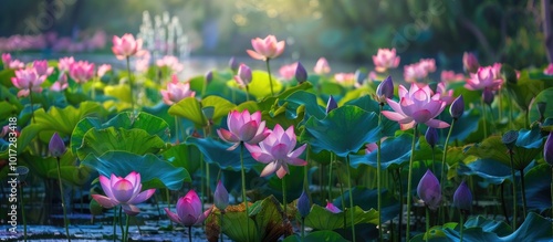 Lotus Pond in Garden Setting