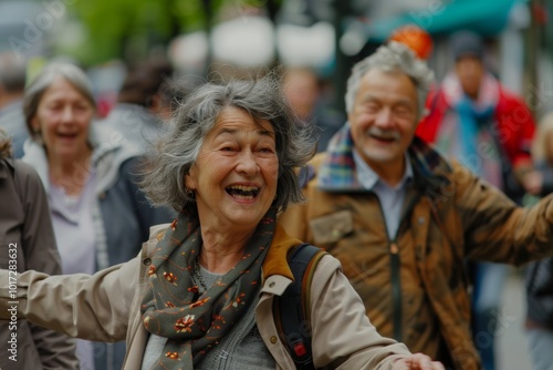 Portrait of an elderly woman on the street.