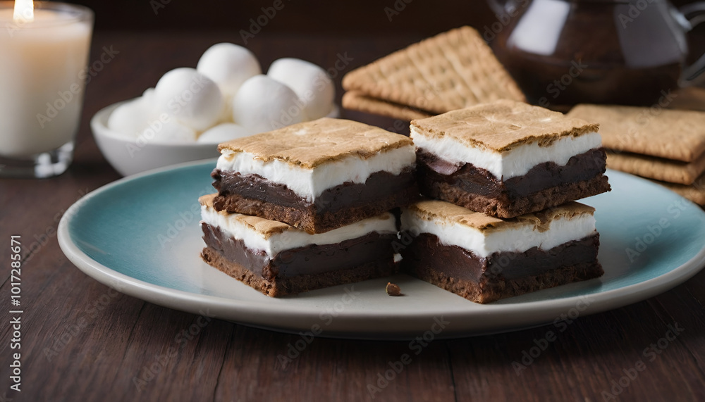 s'mores brownies with marshmallows and graham crackers