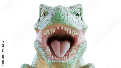A dinosaur with a mouth wide open and tongue sticking out,Transparent background