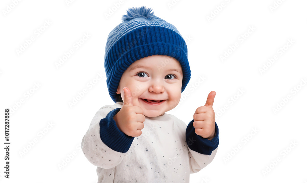 Cheerful smiling baby boy showing thumb up, isolated on transparent background Cheerful smiling baby boy showing thumb up, isolated on transparent background