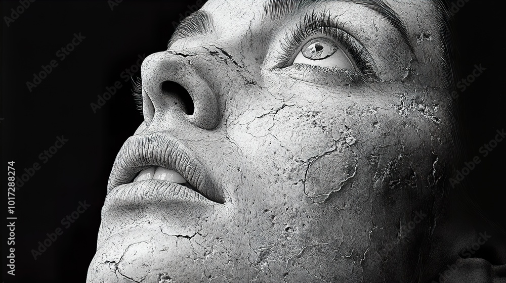 Cracked Skin Portrait: A Study in Texture and Expression Cracked Skin Portrait: A Study in Texture and Expression