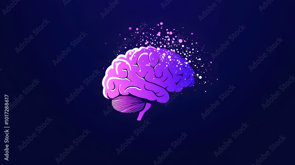 Fototapeta premium A stylized purple brain with a cosmic effect.