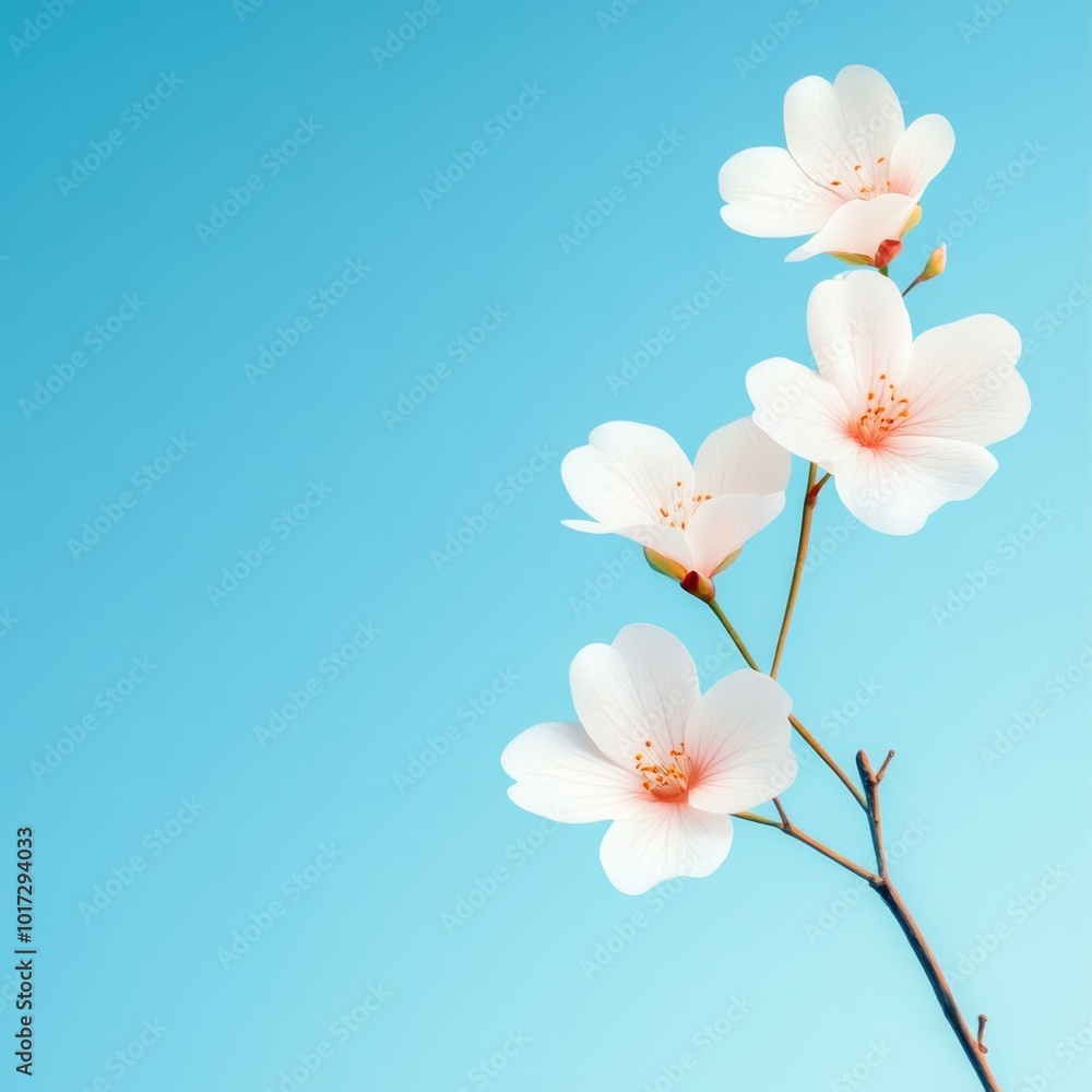 Delicate White Flowers on a Blue Sky Background Delicate White Flowers on a Blue Sky Background