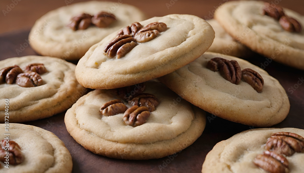 closeup of maple pecan cookies closeup of maple pecan cookies