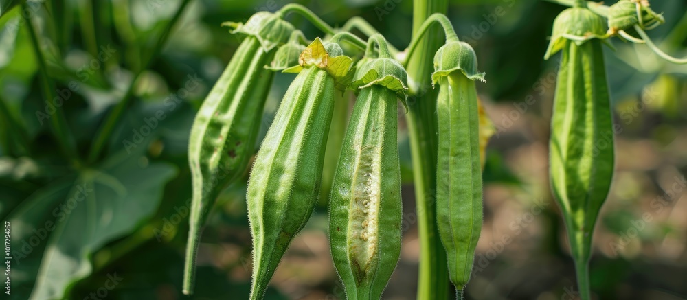 Okra Farming Edible Vegetable