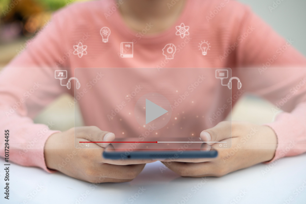 A person is holding a tablet with a video playing on it A person is holding a tablet with a video playing on it