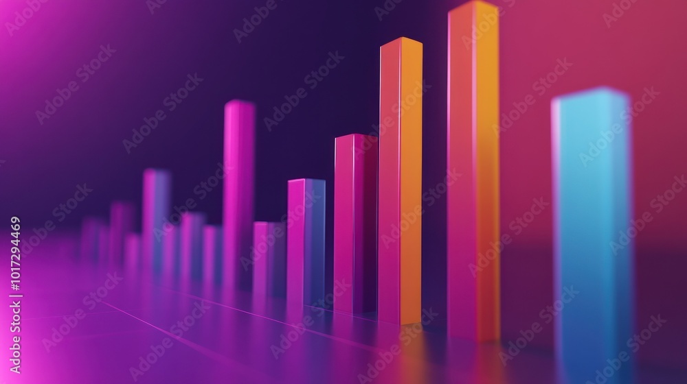 Abstract 3D Bar Chart with Vibrant Colors Abstract 3D Bar Chart with Vibrant Colors