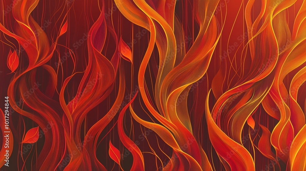 Vibrant orange and red abstract flame-like patterns on a dark background. Vibrant orange and red abstract flame-like patterns on a dark background.