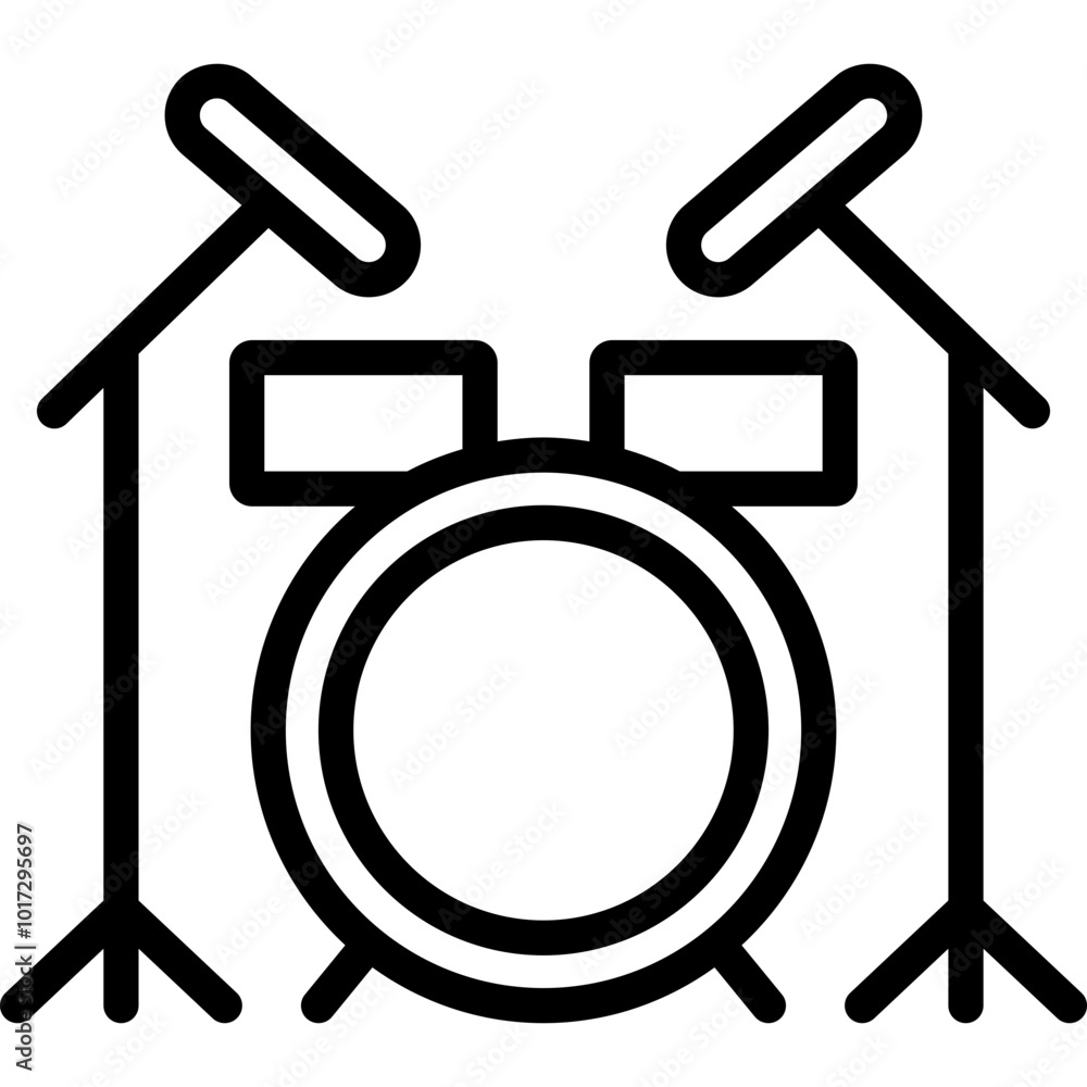 drums icon illustration design with outline