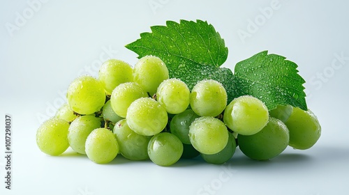 Green grapes, isolated on a white background, bright and fresh photo