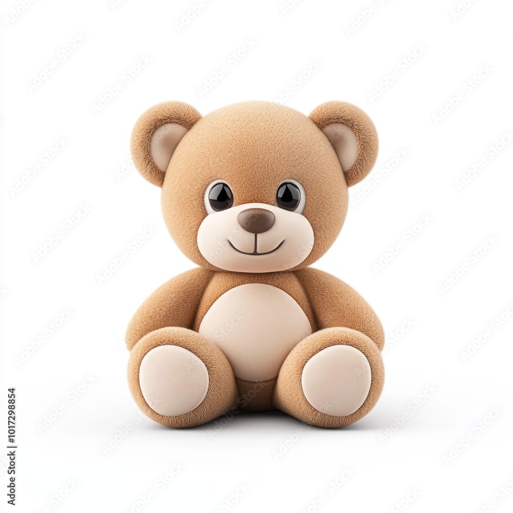 Cute Brown Teddy Bear Sitting Isolated on White Background Cute Brown Teddy Bear Sitting Isolated on White Background