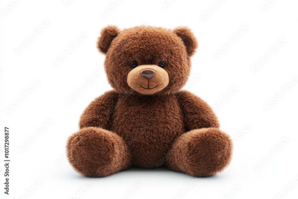 Obraz premium Cute Brown Teddy Bear Sitting Isolated on White Background