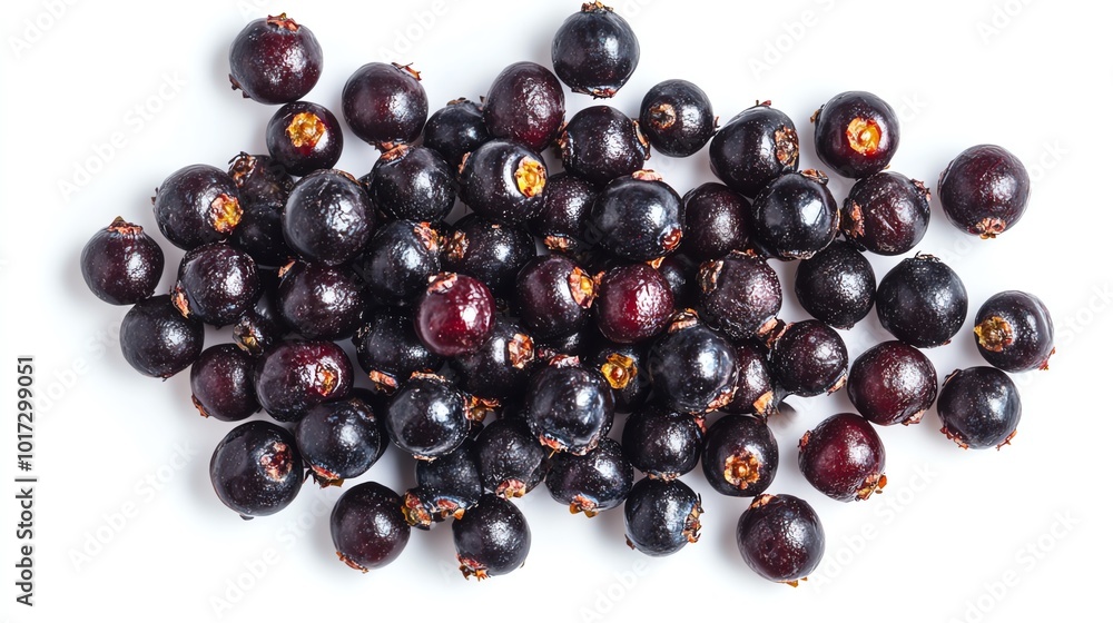 Tart black chokeberries, isolated on white background, vibrant color Tart black chokeberries, isolated on white background, vibrant color