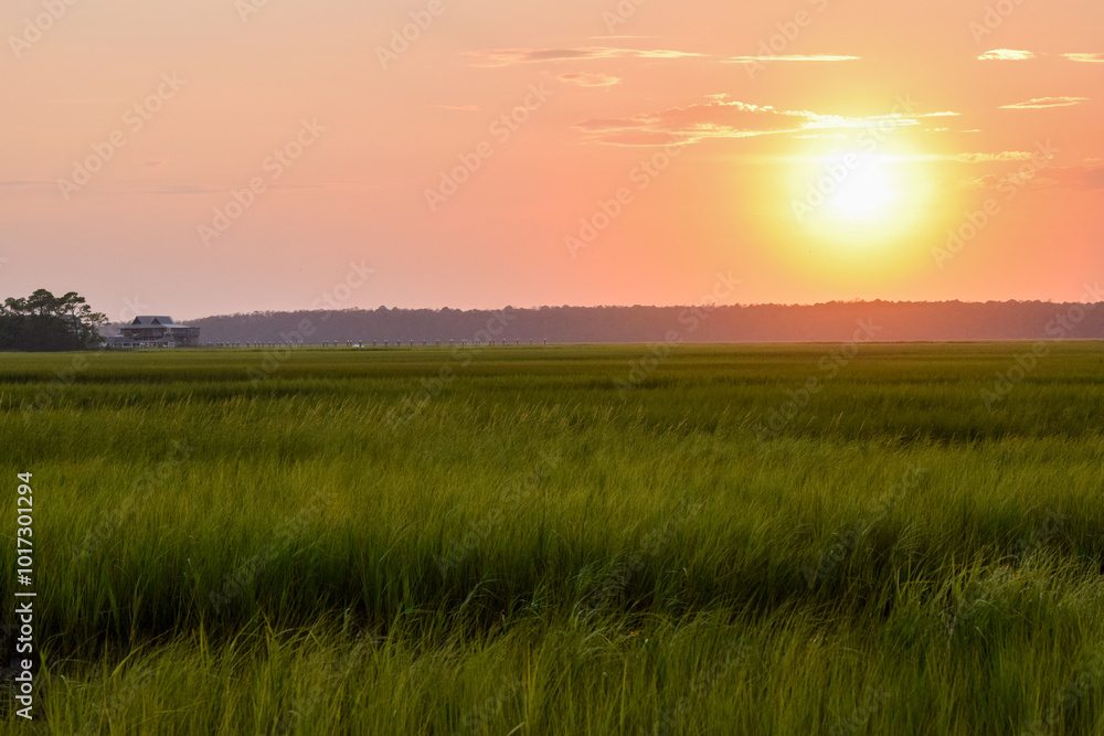 Sunset over a coastal marsh Sunset over a coastal marsh