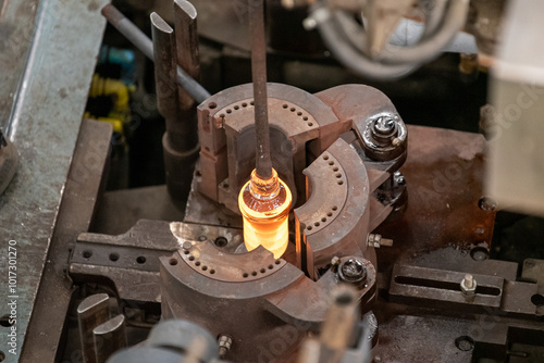 Glass blowing with mold