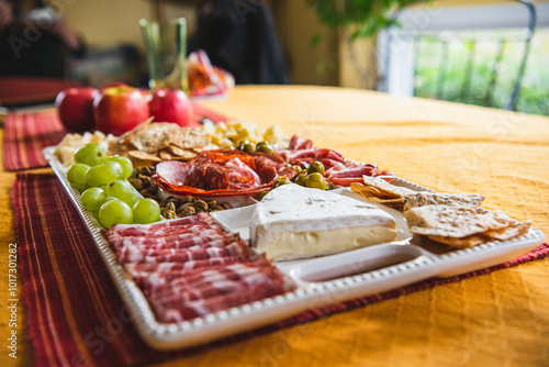 Charcuterie board on table