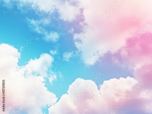 Soft pastel clouds in the sky as a background for an inspirational quote, creating a serene and uplifting design. photo