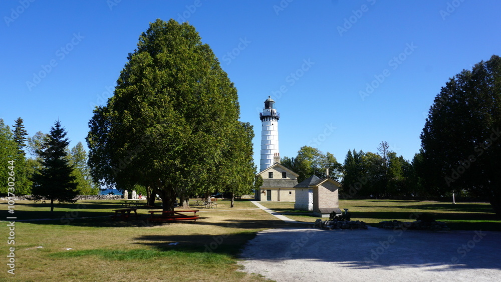 Obraz premium Cana Island Lighthouse on a Clear Day in Door County, Wisconsin