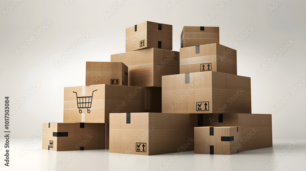 arranged Stack of cardboard boxes, arranged Stack of cardboard boxes,