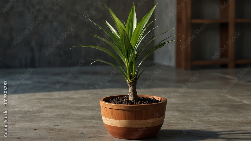 Dracaena Marginata in a Wooden Pot Dracaena Marginata in a Wooden Pot