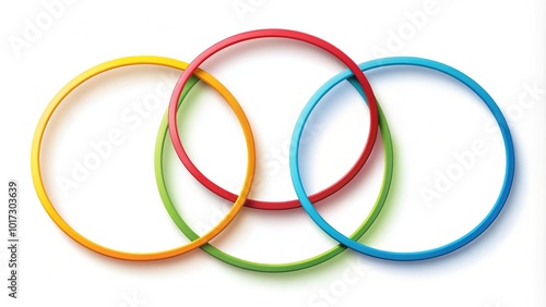 Three colorful interconnected circles form an infographic design, representing a harmonious connection between concepts, ideas, or processes, on a clean white background.