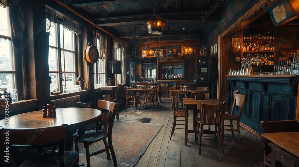 October 25, 2023, Stavanger, Norway: the elegant interior of a historic bar. October 25, 2023, Stavanger, Norway: the elegant interior of a historic bar.
