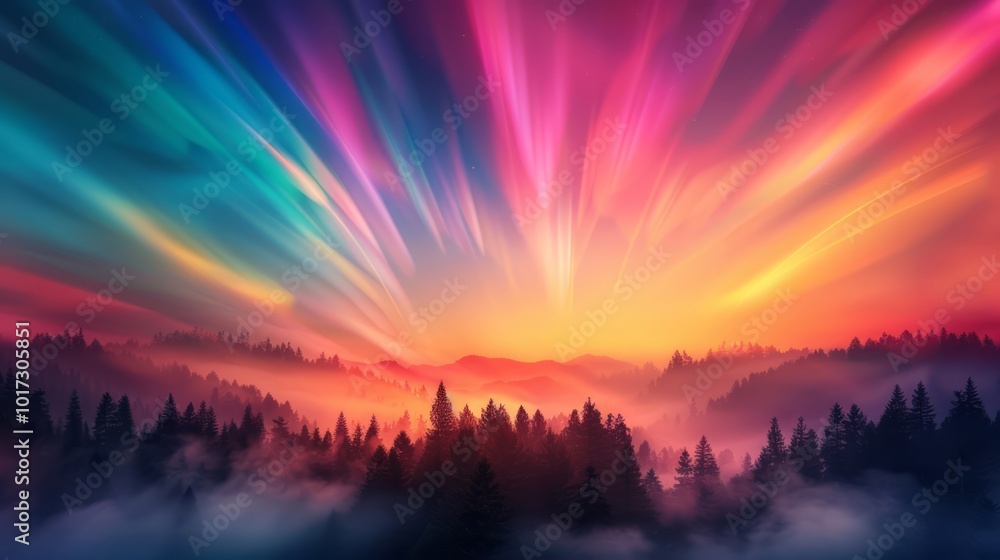 Obraz premium Surreal Skies with Vibrant Color Streaks at Dusk
