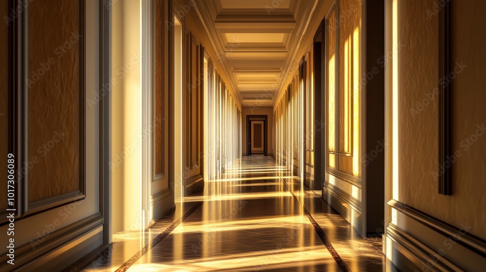 Obraz premium Sunlight Streaming Through a Grand Hallway