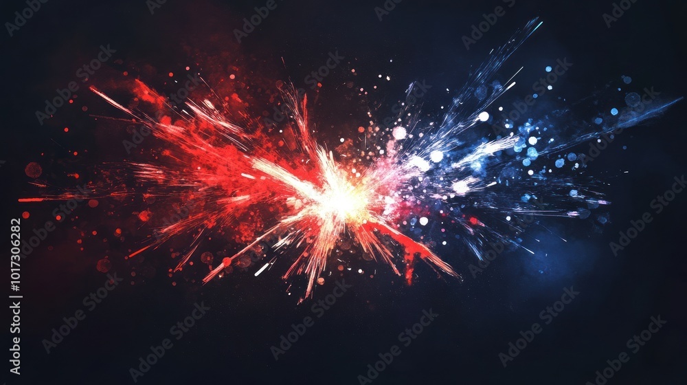 Fototapeta premium Abstract Red and Blue Light Explosion
