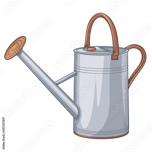Metal garden watering can. Vector illustration of watering can isolated on white background.