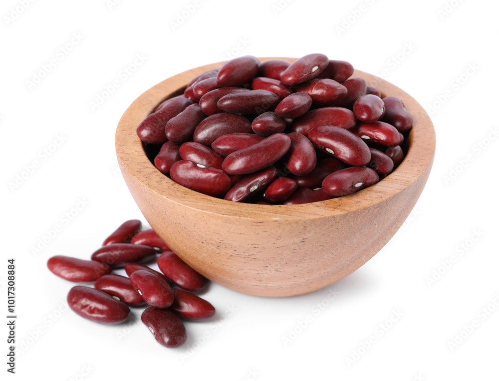 Dried red beans in bowl isolated on white Dried red beans in bowl isolated on white