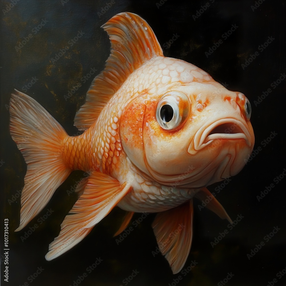 Close-Up Portrait of a Goldfish with Vivid Orange Scales Close-Up Portrait of a Goldfish with Vivid Orange Scales